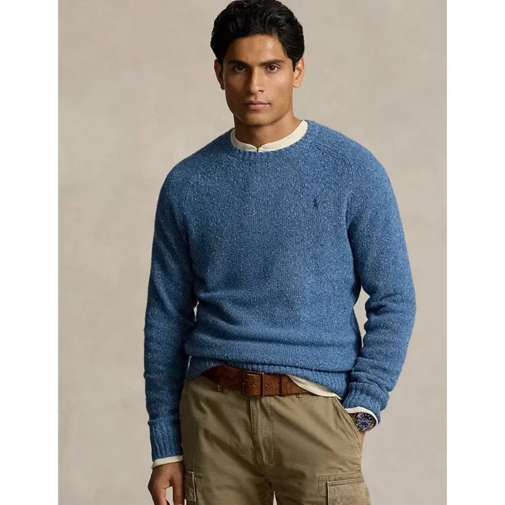 Polo Ralph Lauren Men's 4XB‎ Blue Wool Blend Crewneck Sweater Classic Fit Preppy